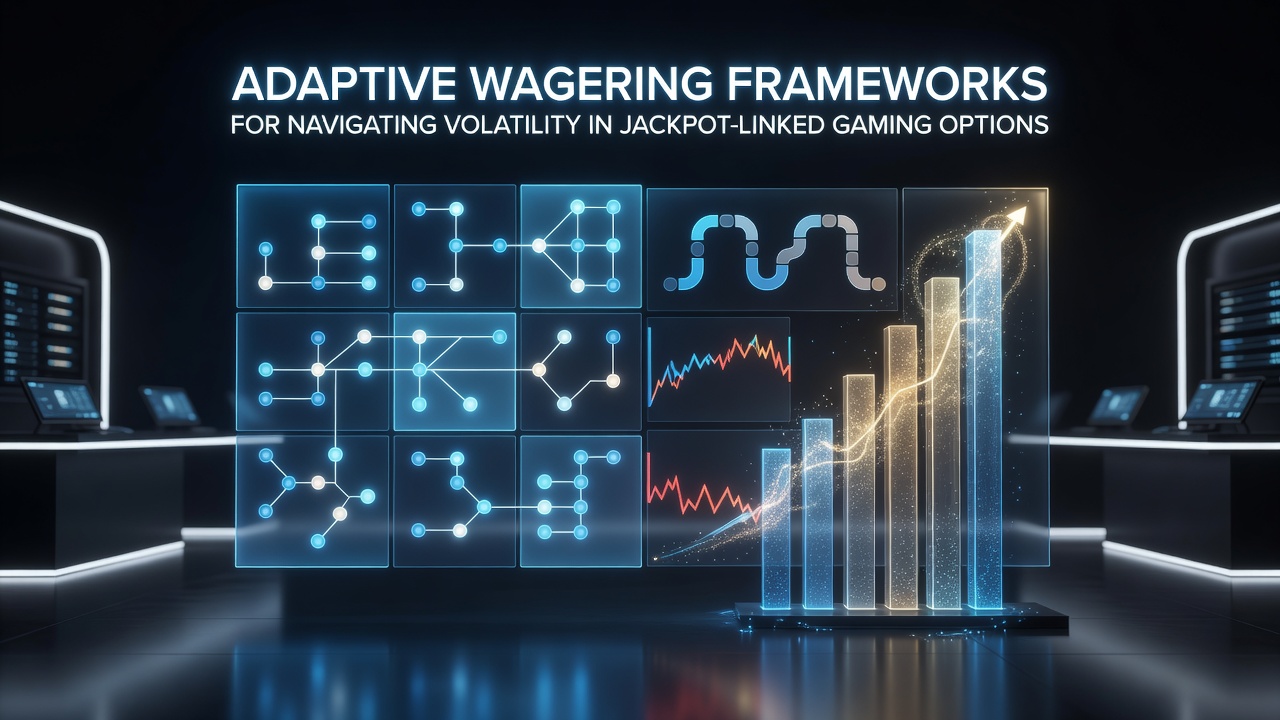 Diagram showing adaptive wagering adjustments across progressive jackpot tiers with volatility indicators