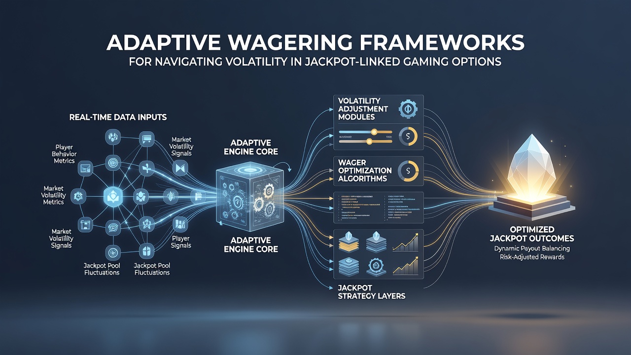 Flowchart illustrating real-time bet scaling logic within an adaptive wagering engine connected to a progressive jackpot network