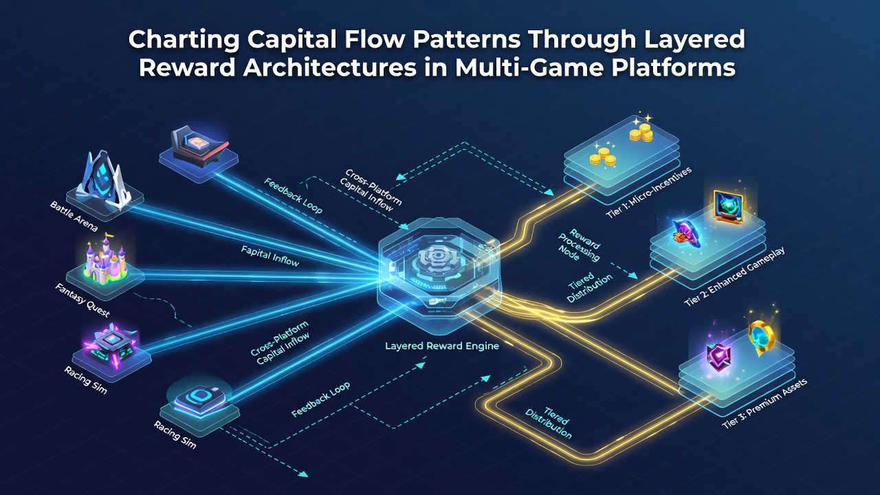 Visualization of layered reward tiers and associated capital circulation in gaming platforms