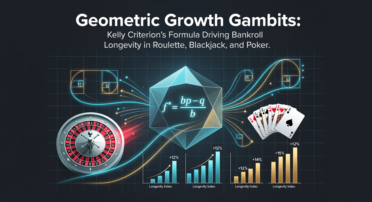 Graph illustrating Kelly Criterion's bankroll growth curve versus flat betting in simulated poker sessions, showing compounded edges over thousands of hands