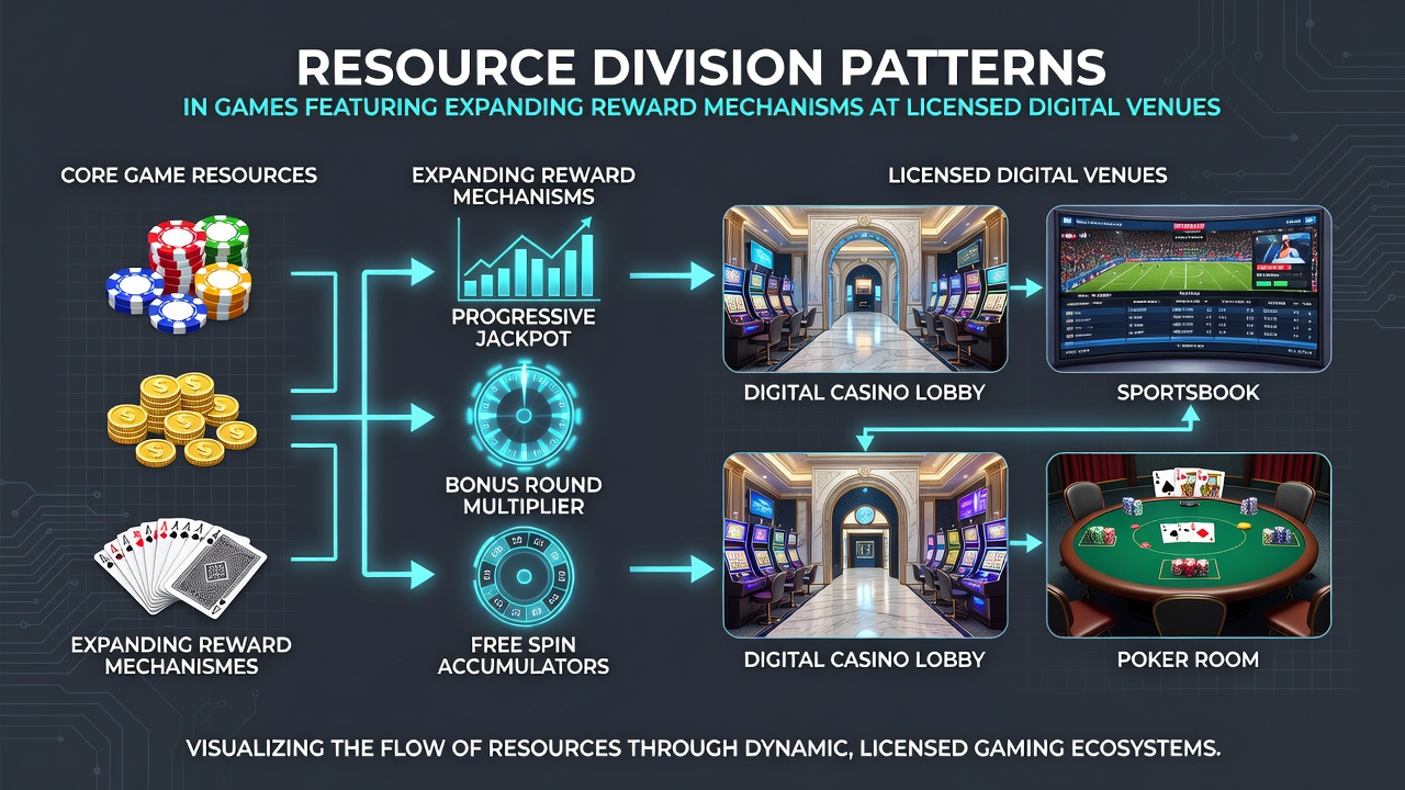 Diagram showing reward expansion layers and resource allocation in licensed online gaming environments