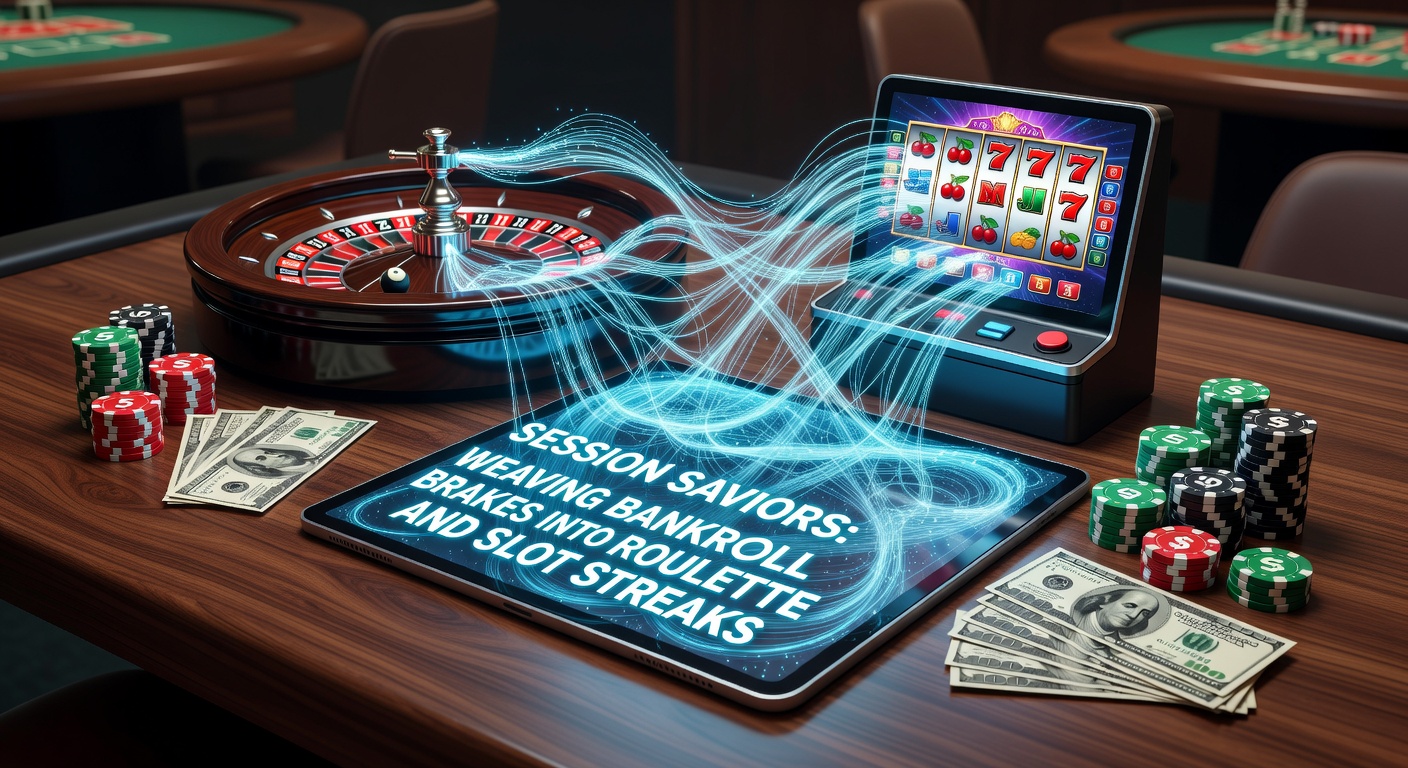 Slot machine lights flashing during a winning streak, with a bankroll tracker overlay showing limits in action