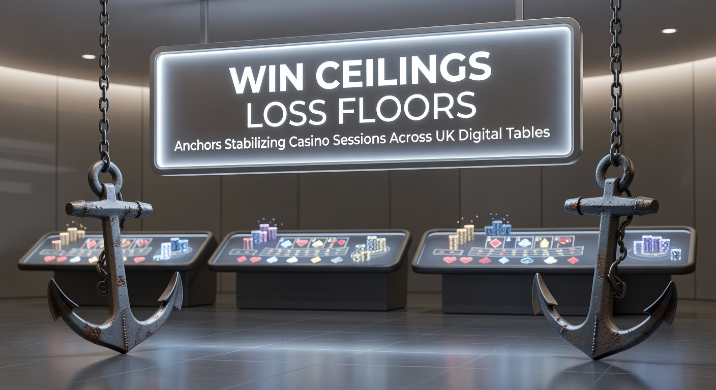 Digital casino interface displaying win ceiling and loss floor indicators during a live blackjack session