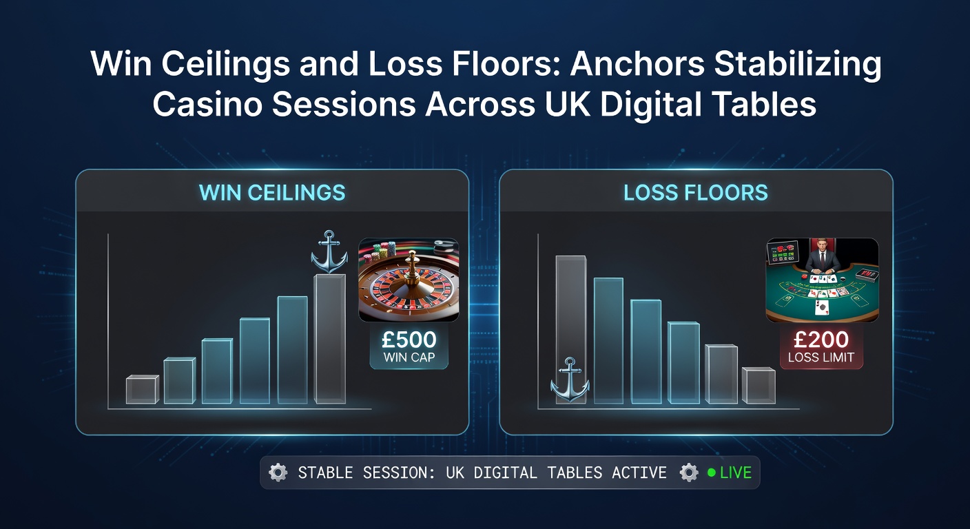 Graph showing session length and bankroll variance with and without win ceilings and loss floors on UK online platforms